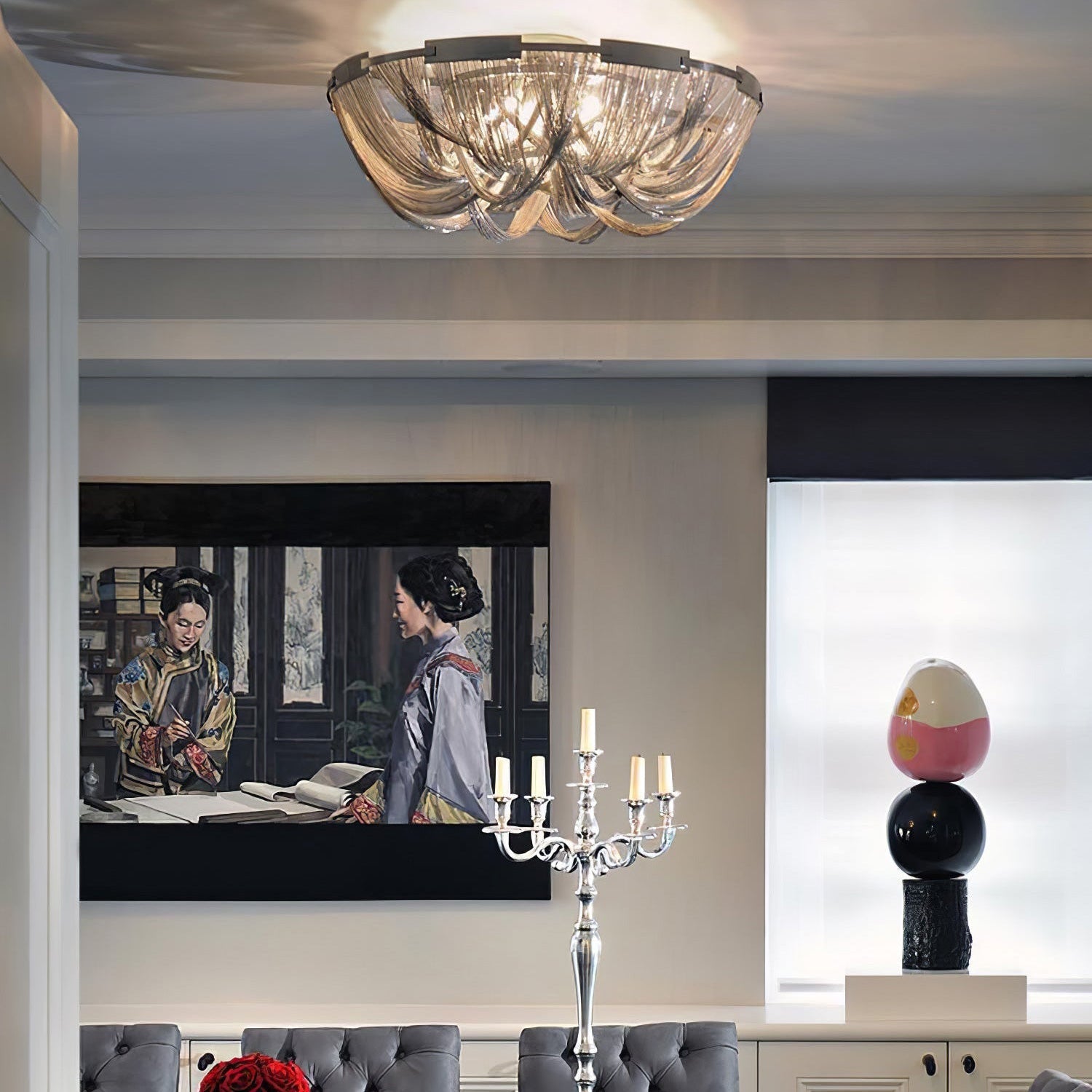 Antizer Luxury Chain Tassel Ceiling Light