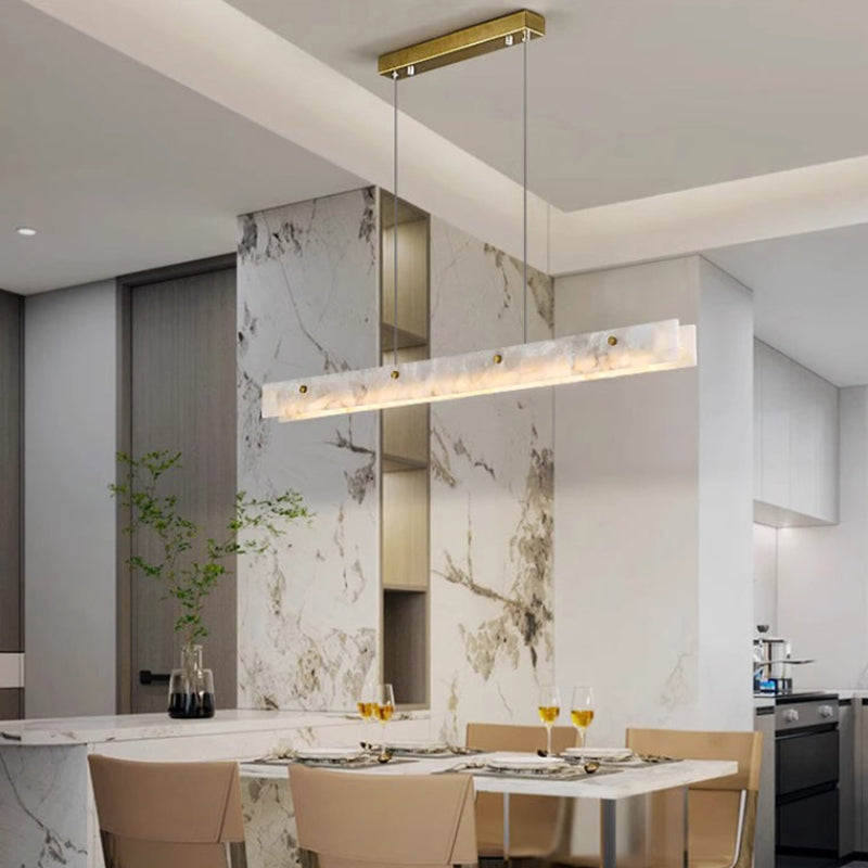 Antizer Modern Minimalist Linear Alabaster Chandelier