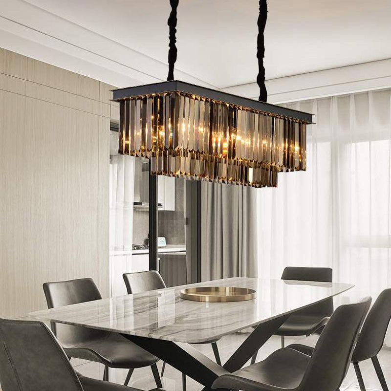 Antizer Smoked Crystal Rectangular Chandelier