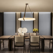 Antizer Luxury Leather Circular Alabaster Chandelier