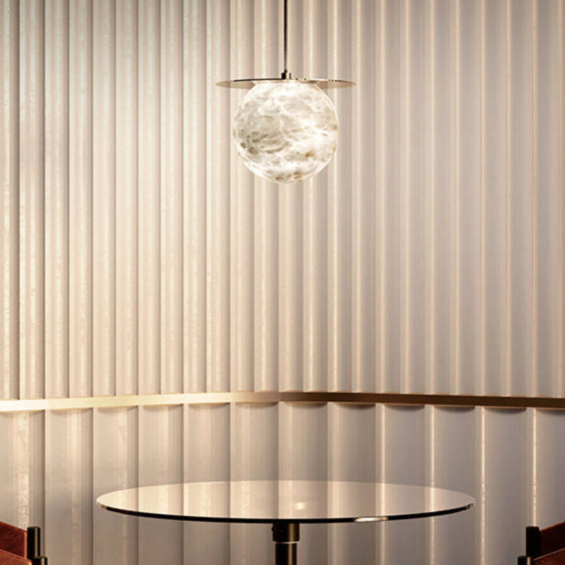 Antizer Alabaster Globe Disc Pendant Light