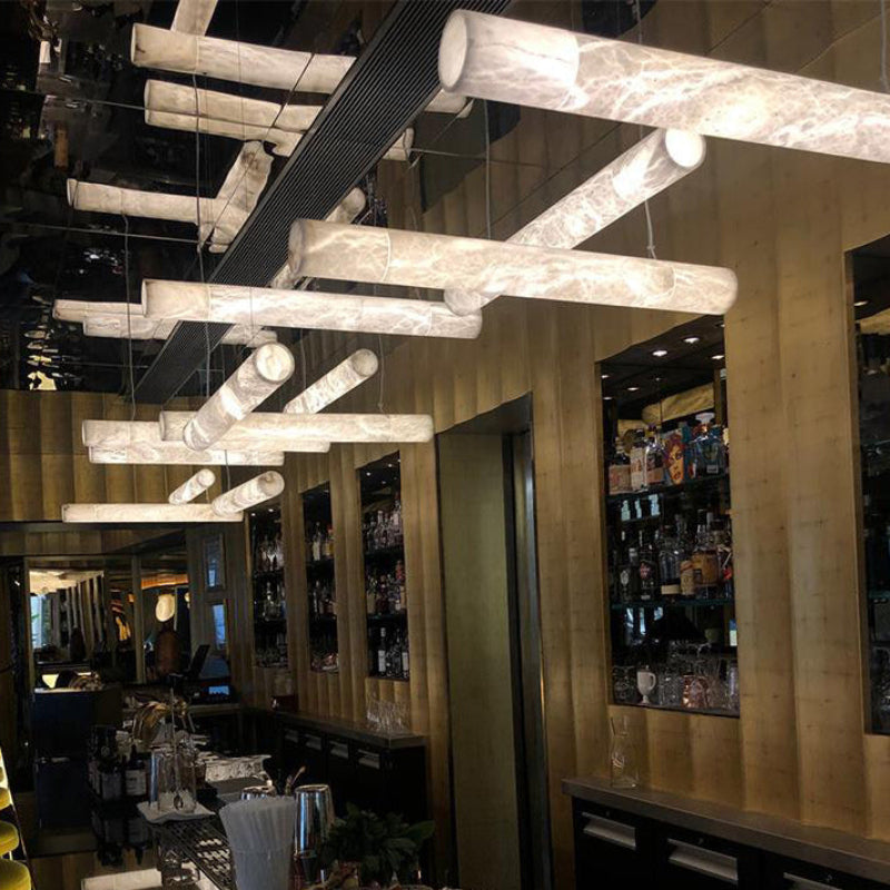Antizer Minimalist Alabaster Tube Linear Pendant Light