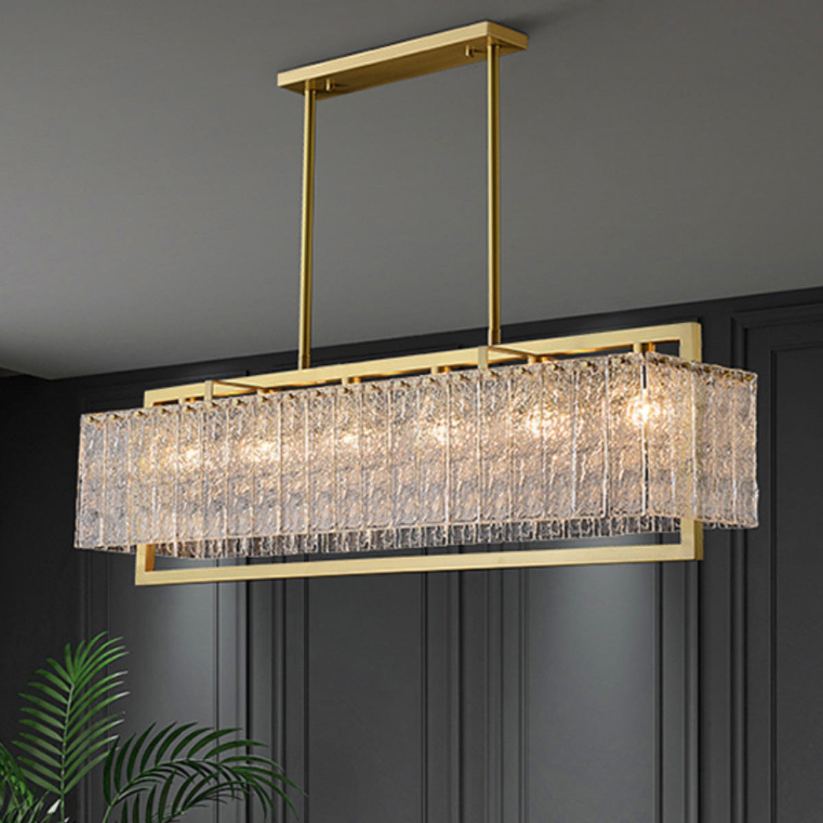 Antizer Textured Glass Linear Chandelier