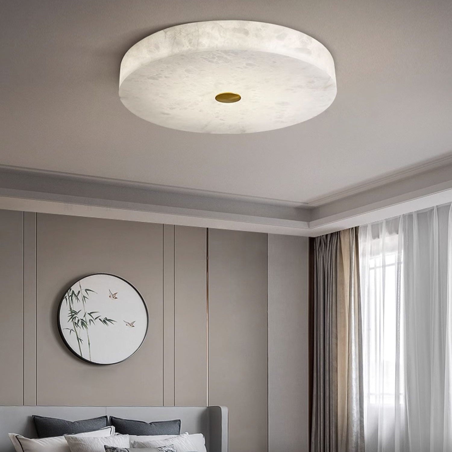Antizer Modern Round Alabaster Ceiling Light