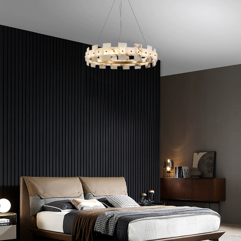 Antizer Modern Luxury Tiered Alabaster Chandelier