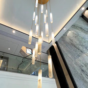 Antizer Modern Alabaster Tube Staircase Chandelier