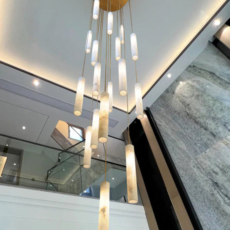 Antizer Modern Alabaster Tube Staircase Chandelier