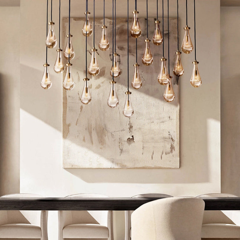 Antizer Rectangular Raindrop Glass Chandelier