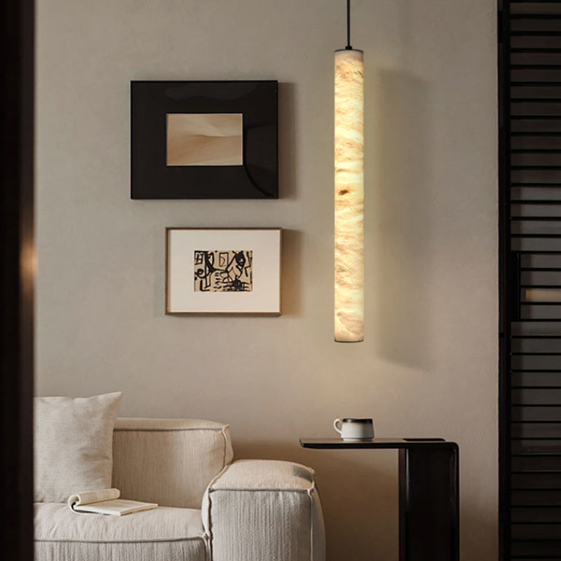 Antizer Minimalist Alabaster Tube Pendant Light
