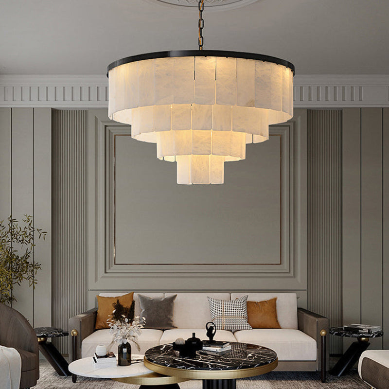 Antizer Modern Tiered Alabaster Chandelier