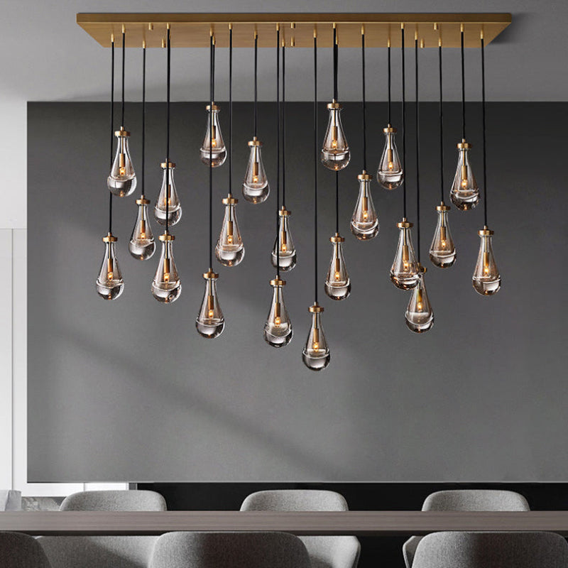 Antizer Rectangular Raindrop Glass Chandelier