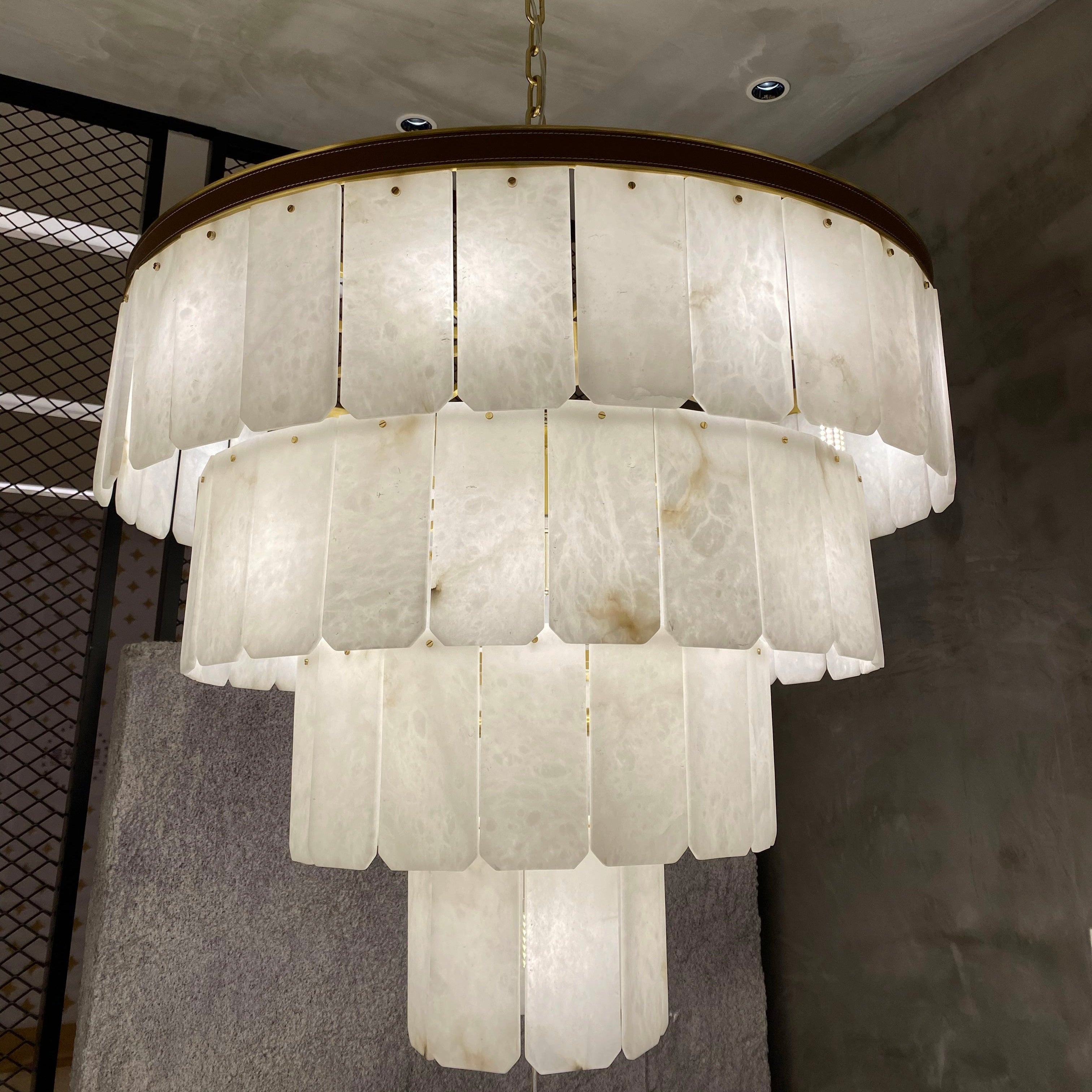 Antizer Modern Tiered Alabaster Chandelier