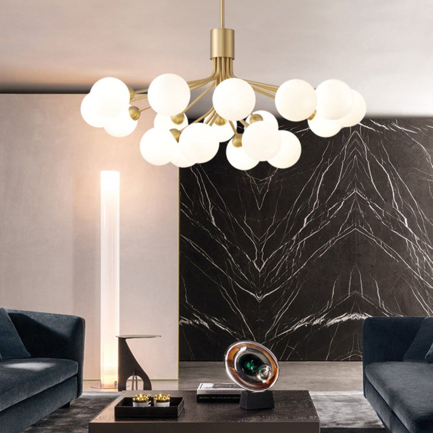 Antizer Modern Frosted Glass Globe Chandelier