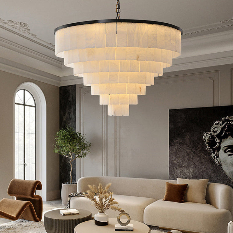 Antizer Modern Tiered Alabaster Chandelier