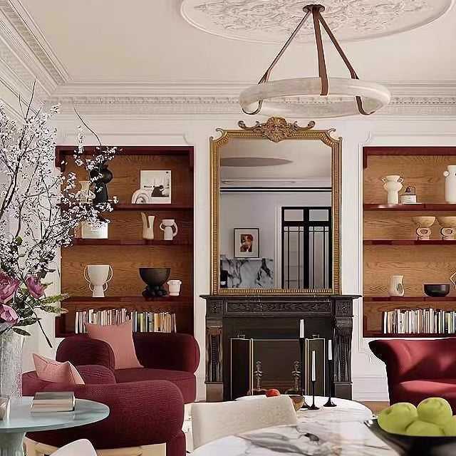 Antizer Luxury Leather Circular Alabaster Chandelier