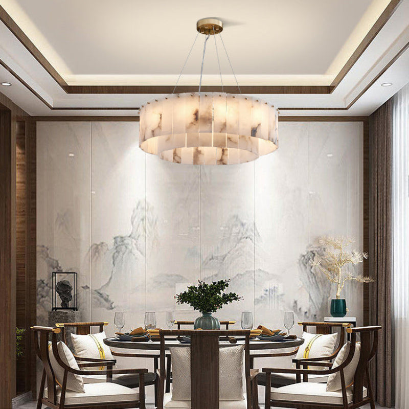 Antizer Modern Luxury Tiered Ring Alabaster Chandelier