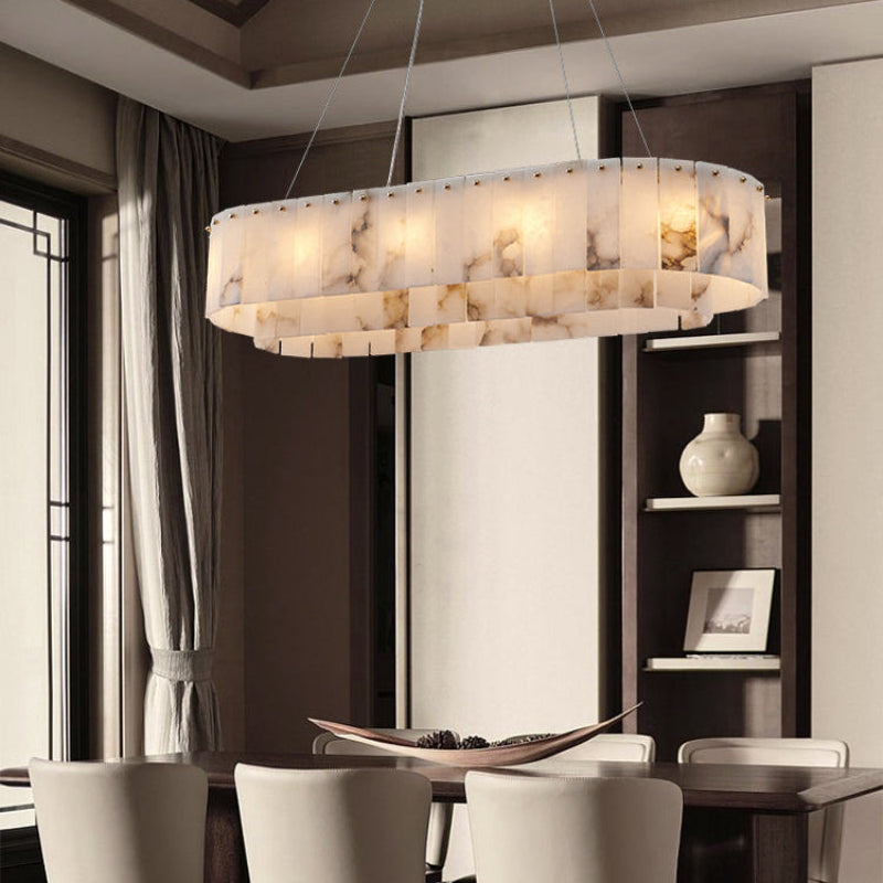 Antizer Modern Oval Linear Alabaster Chandelier