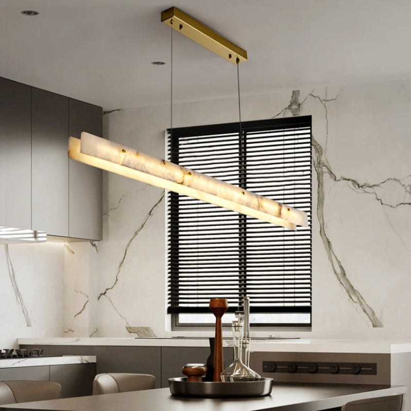 Antizer Modern Minimalist Linear Alabaster Chandelier
