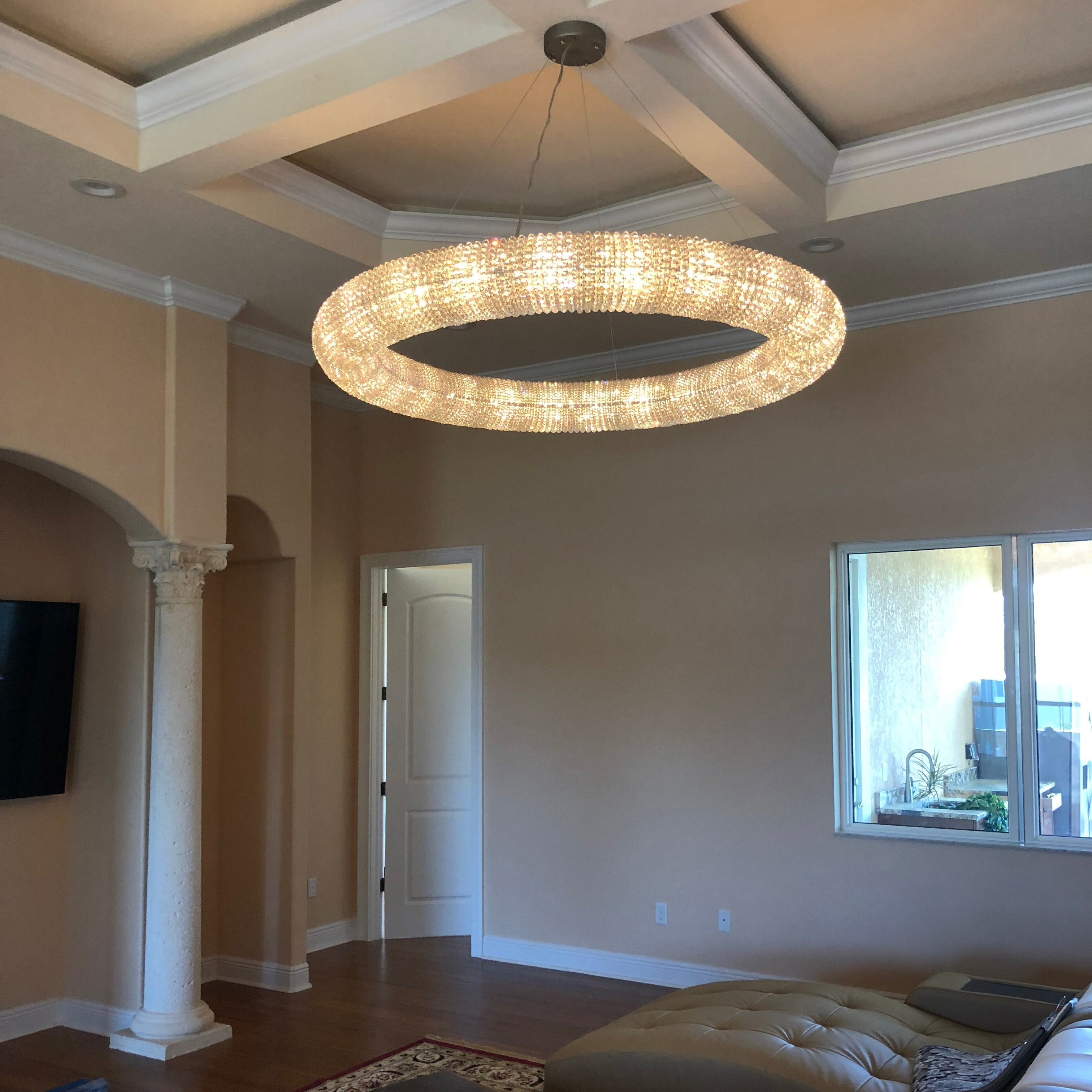 Antizer Luxury Art Halo Crystal Chandelier