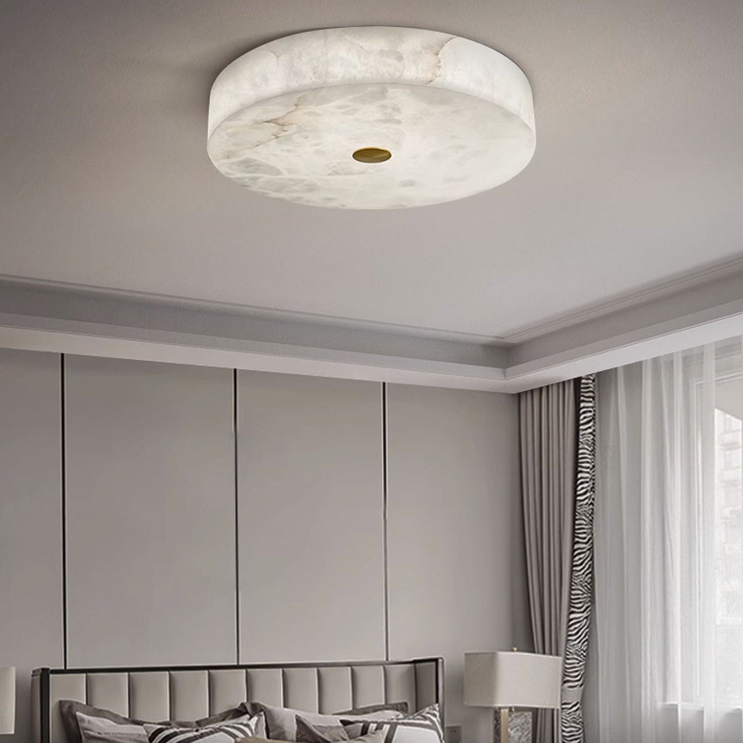 Antizer Modern Round Alabaster Ceiling Light