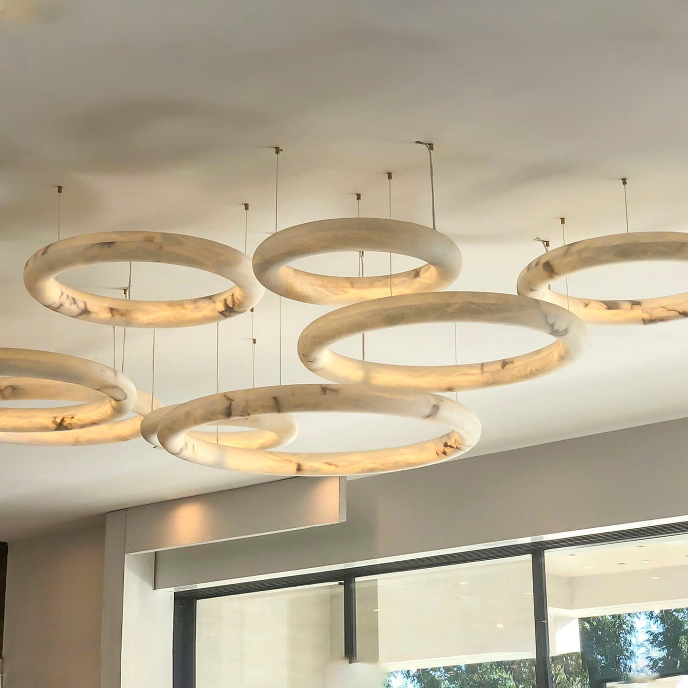 Antizer Modern Alabaster Circle LED Chandelier