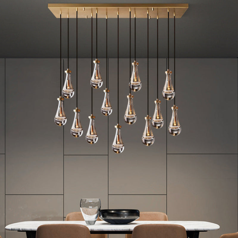 Antizer Rectangular Raindrop Glass Chandelier