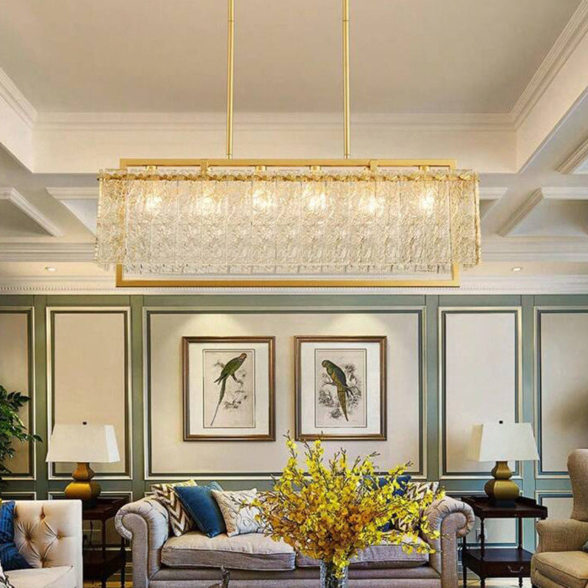Antizer Textured Glass Linear Chandelier