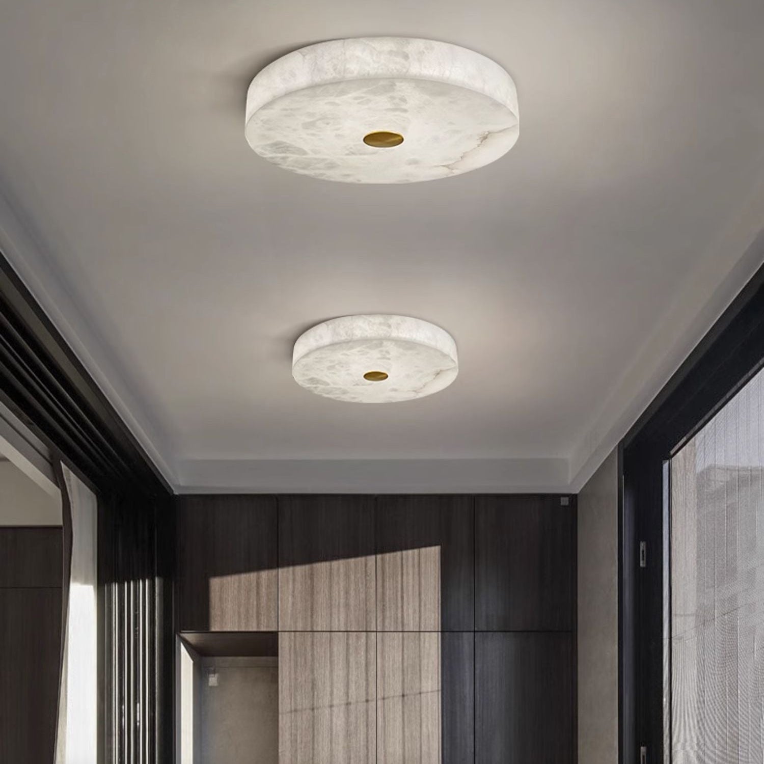 Antizer Modern Round Alabaster Ceiling Light