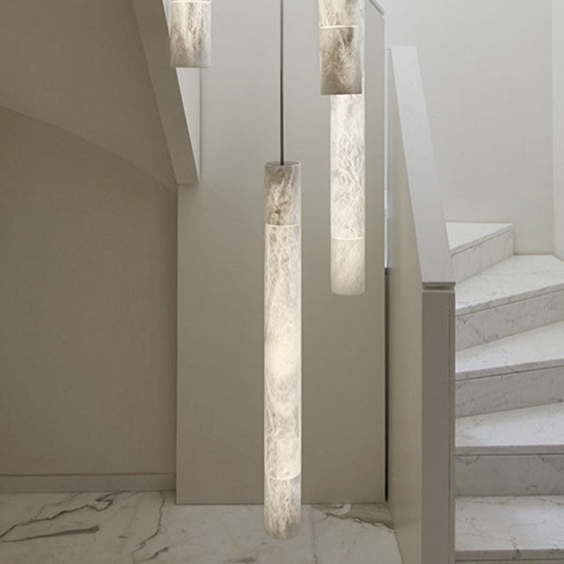 Antizer Modern Alabaster Tube Staircase Chandelier
