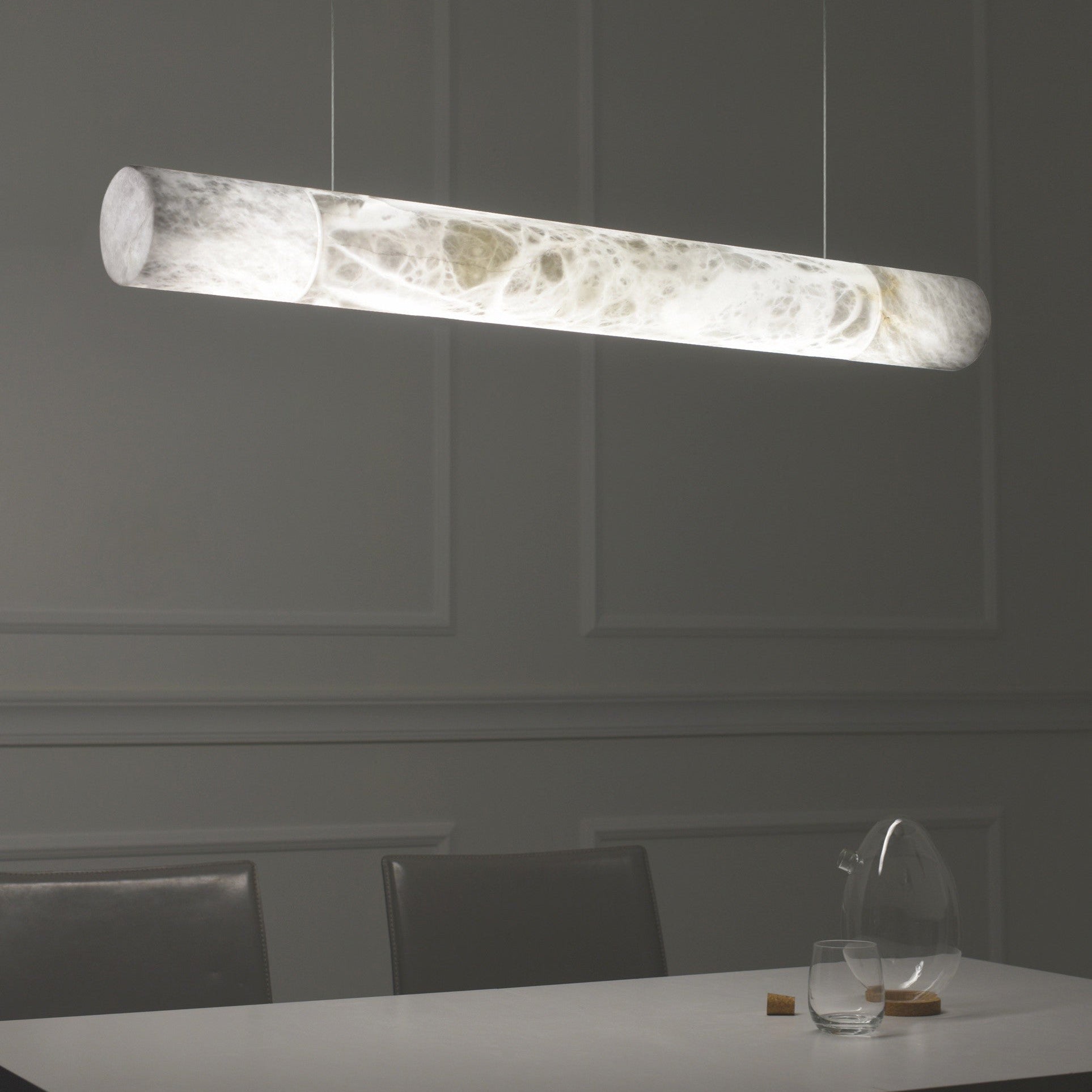Antizer Minimalist Alabaster Tube Linear Pendant Light