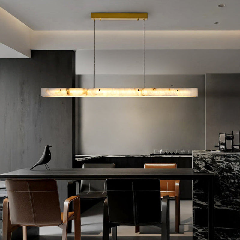 Antizer Modern Minimalist Linear Alabaster Chandelier