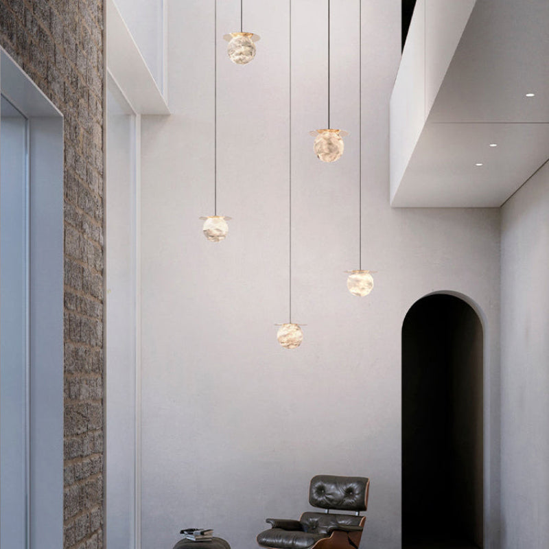 Antizer Alabaster Globe Disc Pendant Light