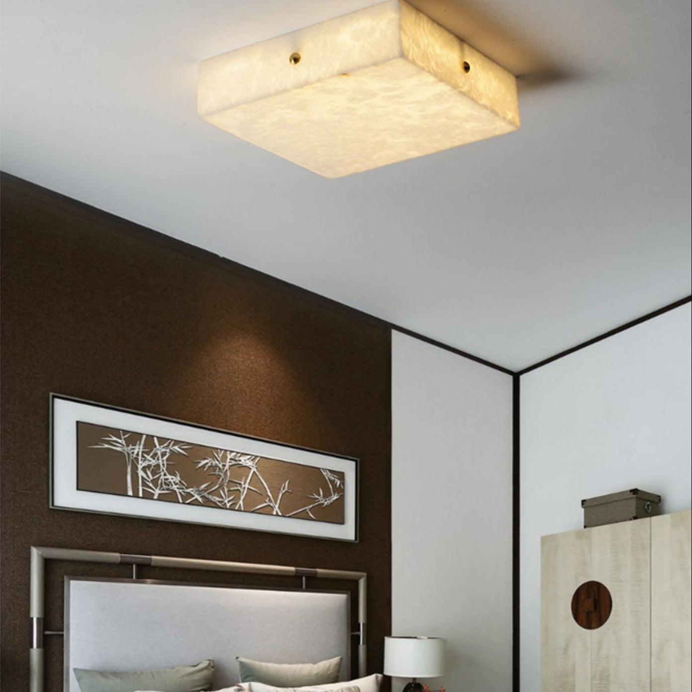 Antizer Minimalist Alabaster Square Ceiling Light