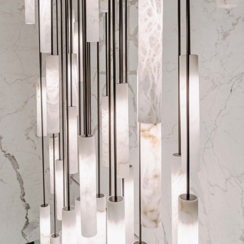 Antizer Modern Alabaster Tube Staircase Chandelier