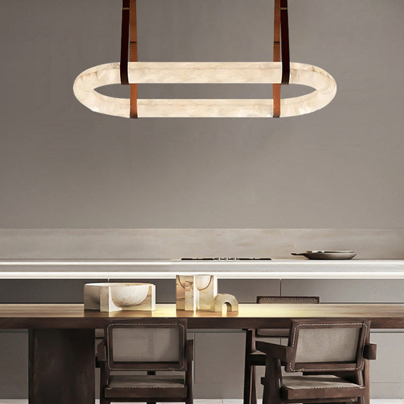 Antizer Luxury Leather Oval Alabaster Chandelier