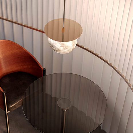 Antizer Alabaster Globe Disc Pendant Light