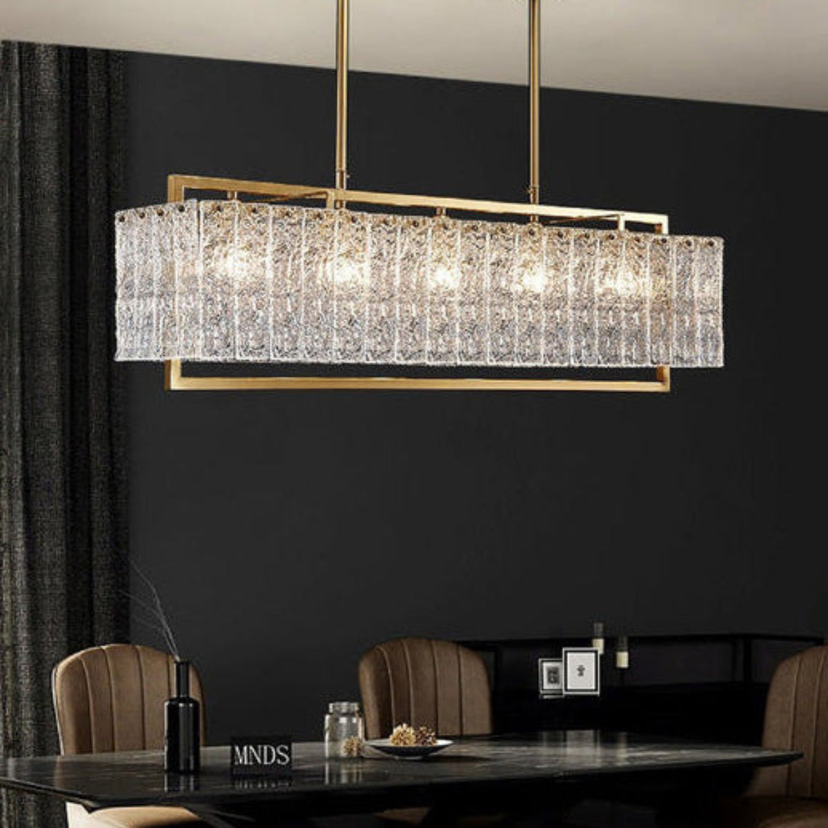 Antizer Textured Glass Linear Chandelier