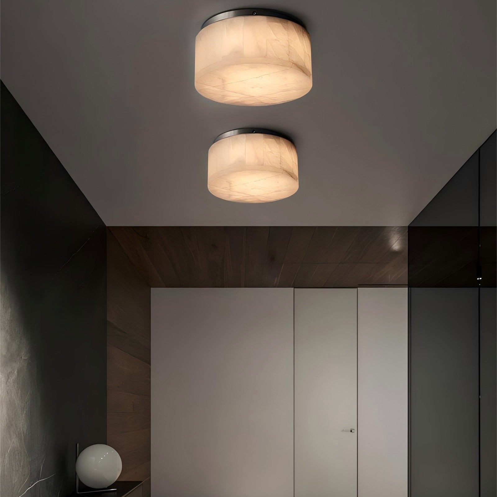Antizer Minimalist Round Alabaster Ceiling Light