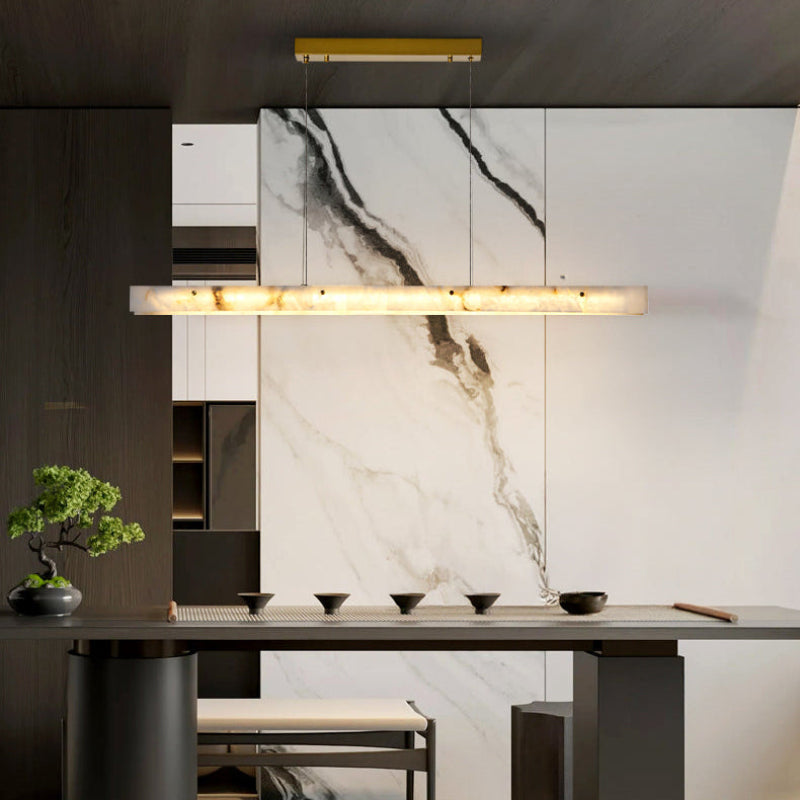 Antizer Modern Minimalist Linear Alabaster Chandelier