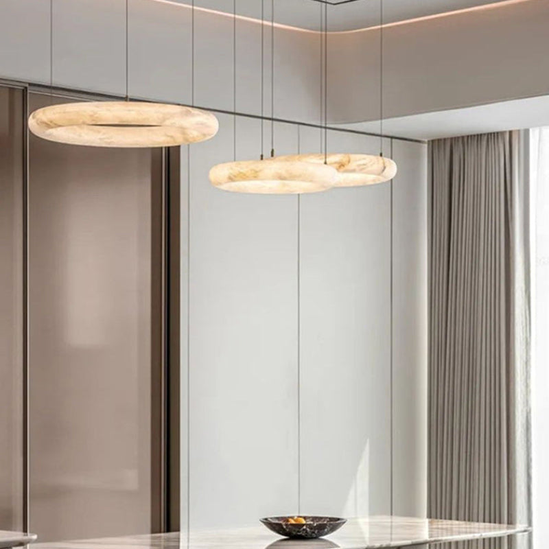 Antizer Modern Alabaster Circle LED Chandelier