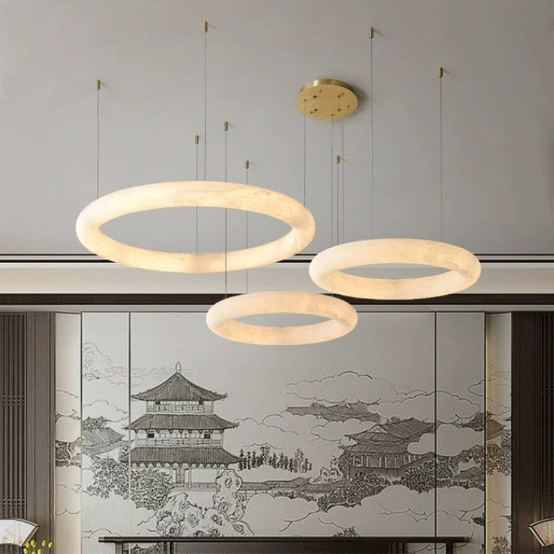 Antizer Modern Alabaster Circle LED Chandelier