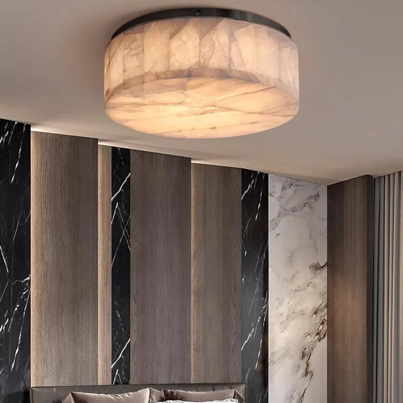 Antizer Minimalist Round Alabaster Ceiling Light