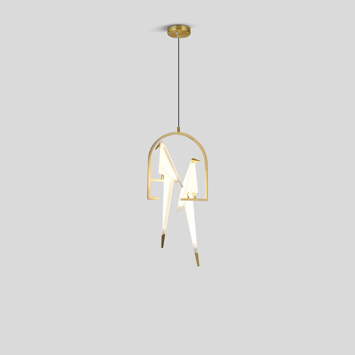 Antizer Paper Crane Bird Chandelier for Dining Room Gold & White 2 Heads-Dia 32cm x H 71cm / ∅ 12.60″x H 27.95" Warm Lig
