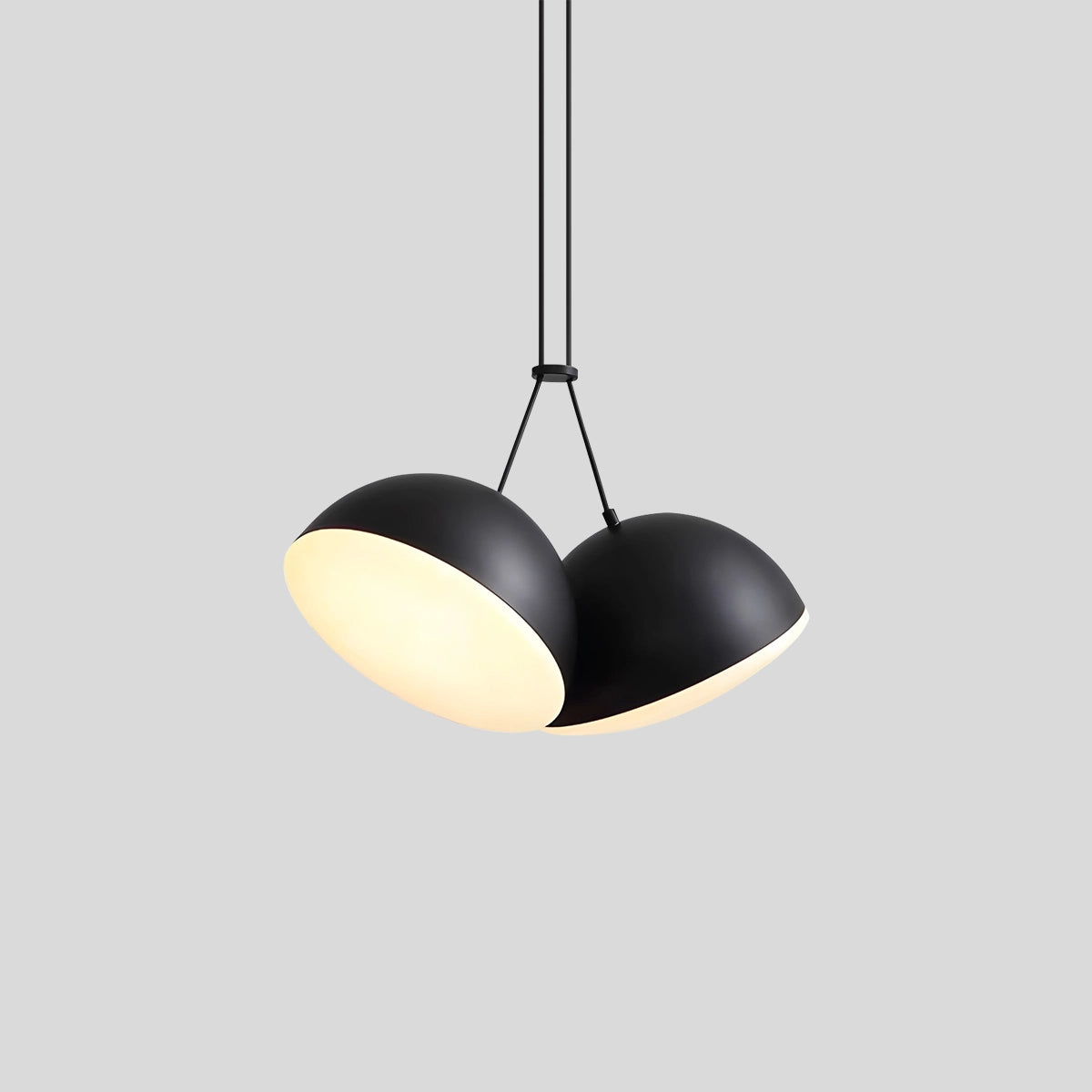 Antizer Nordic Minimalist Black Semi-Circular Pendant Light 2 Heads Warm Light