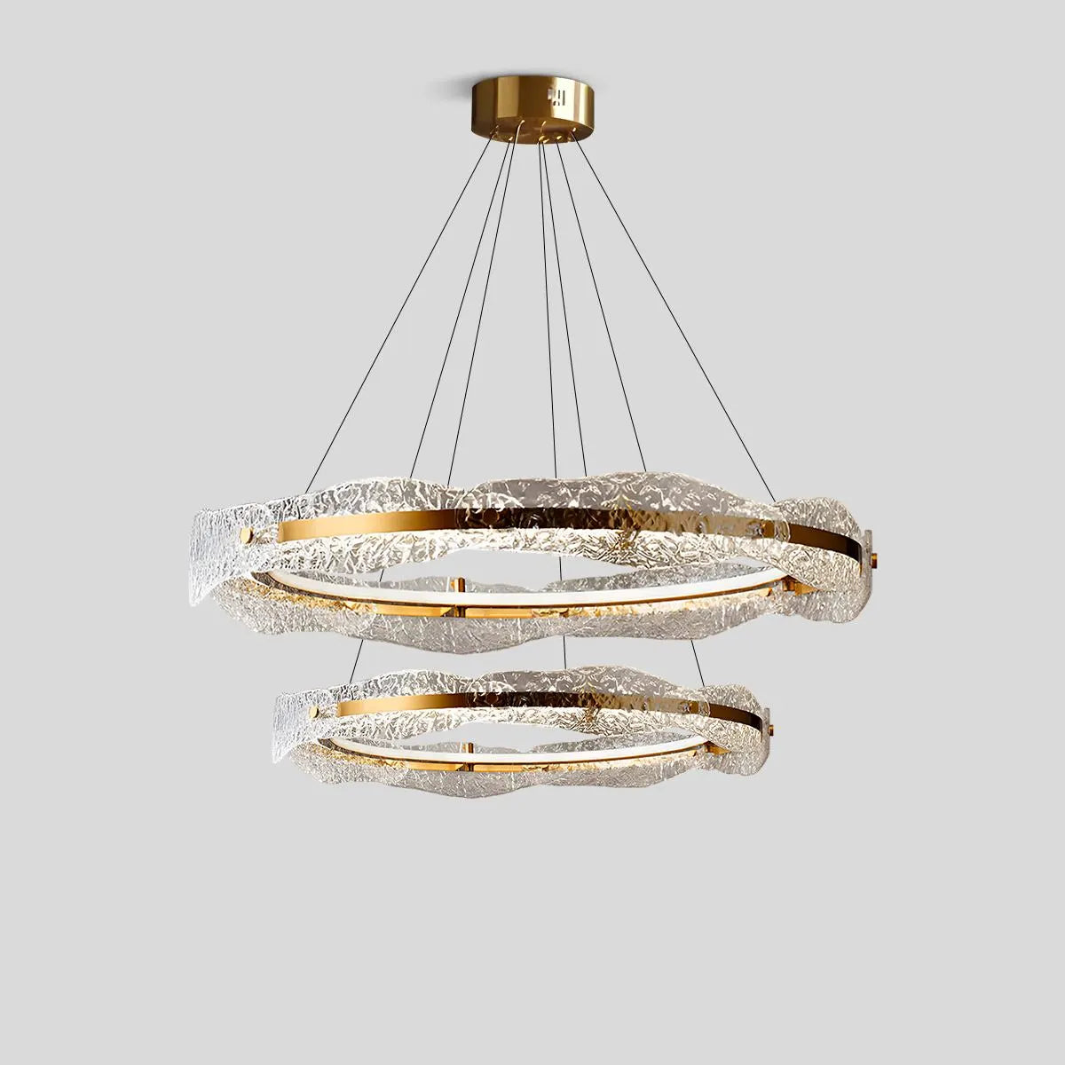 Antizer Water Pattern Glass Chandelier for Living Room Tri-color Dimming