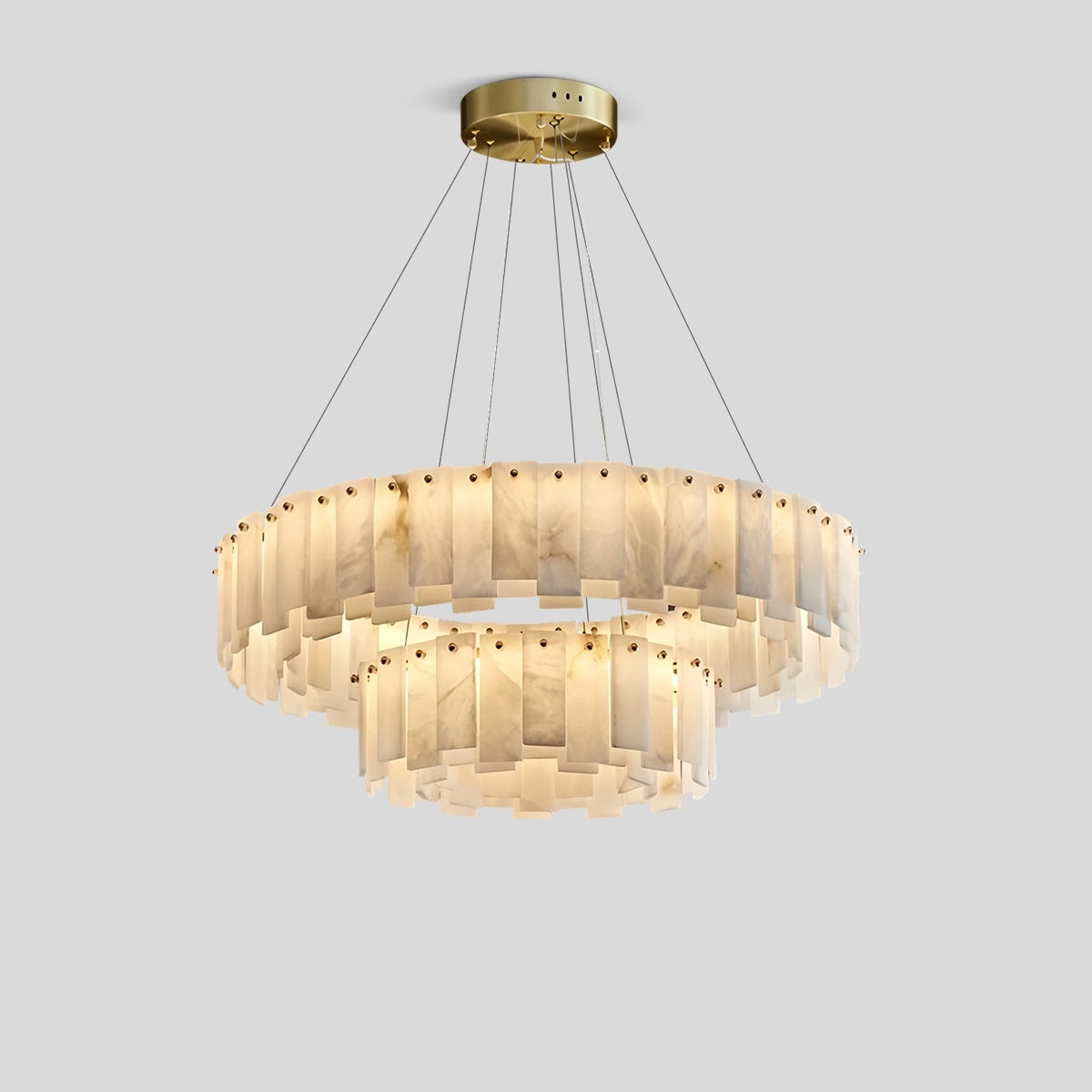 Antizer Modern Ring Spanish Alabaster Chandelier for Living Room 2 ring
