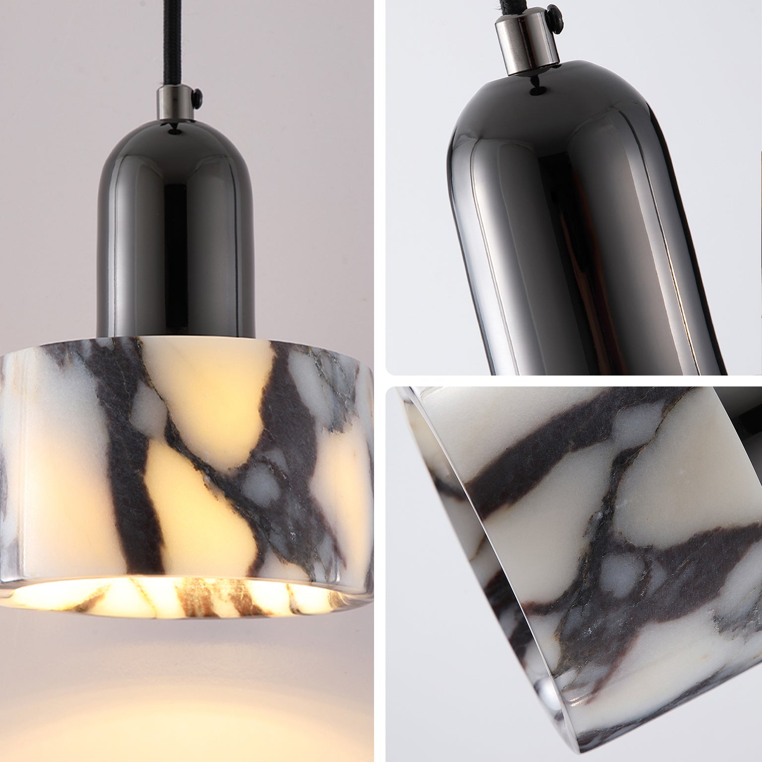 Antizer Modern Black Dome Stone Pendant Light