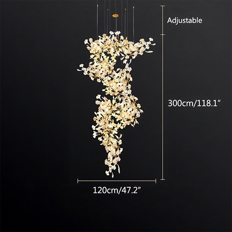 Antizer Large Ginkgo Leaf Chandelier