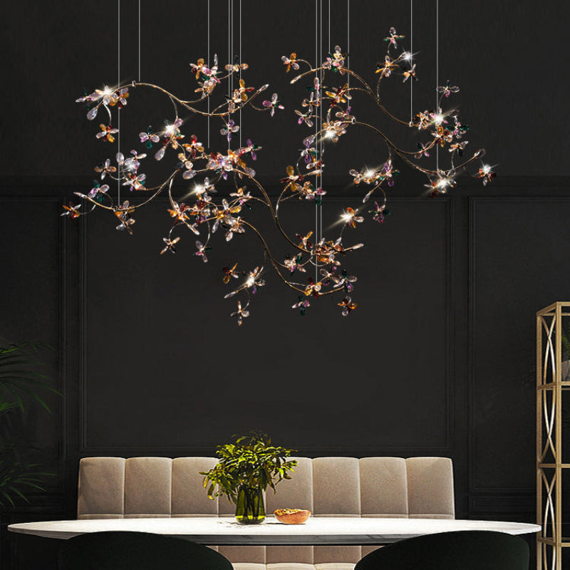 Antizer Art Dec Crystal Flower Branch Chandelier
