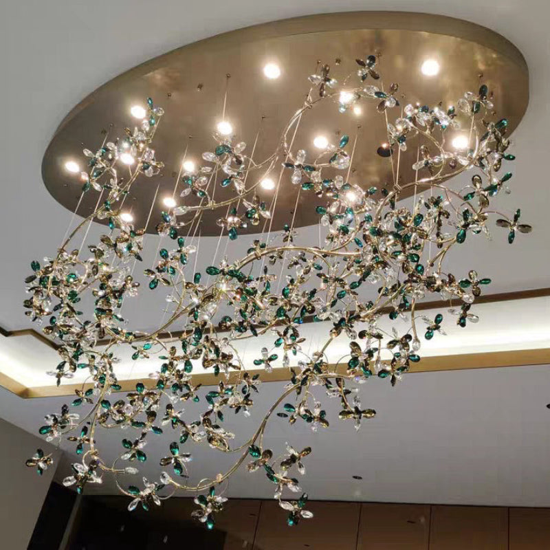 Antizer Art Dec Crystal Flower Branch Chandelier